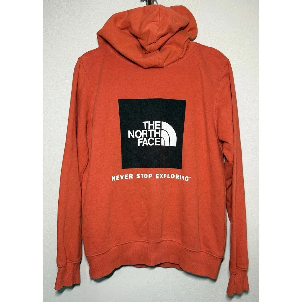 The North Face Hoodie Men's S Orange Never Stop Exploring Back Graphic Pullover